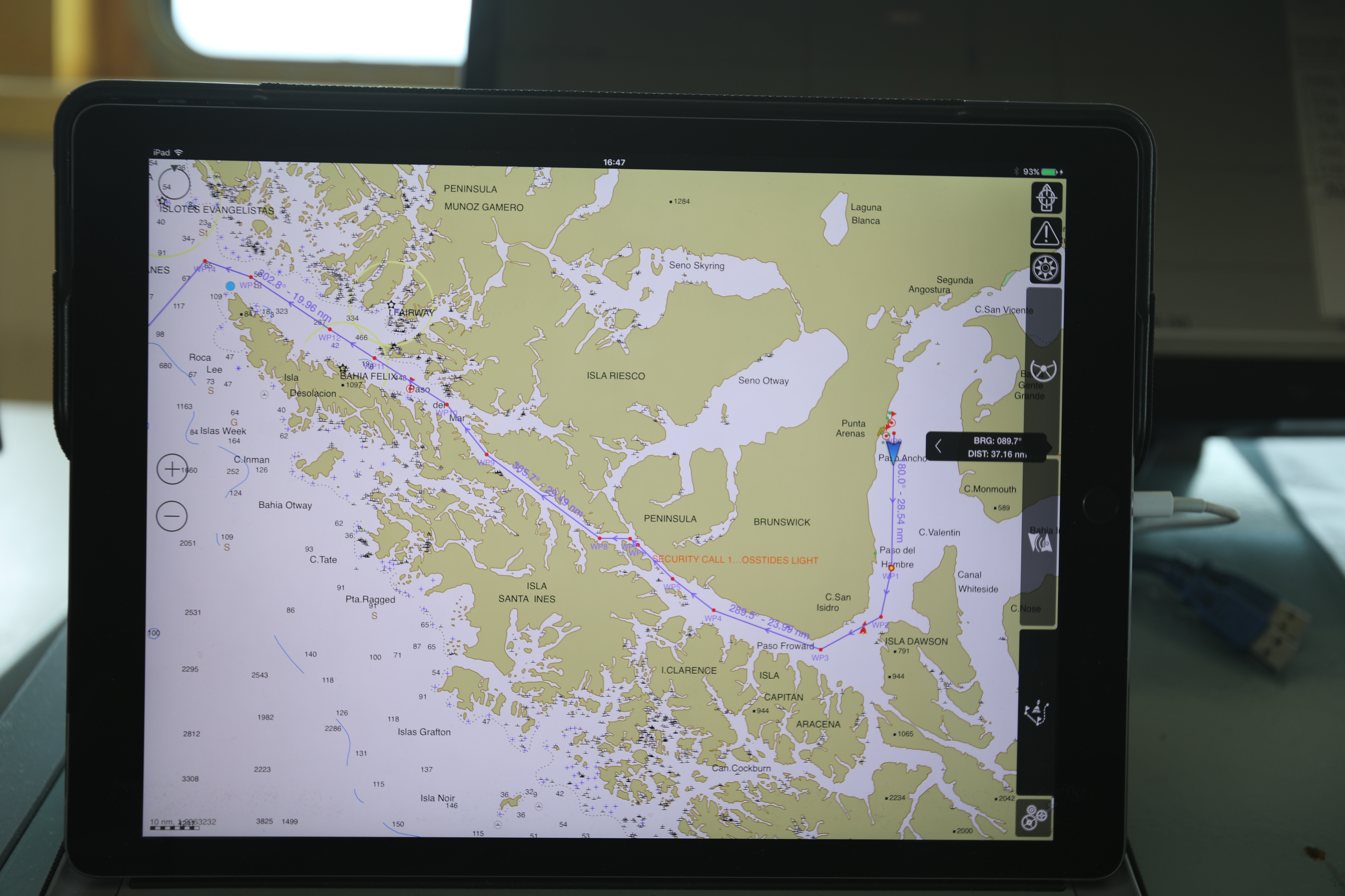 The ship's route to the Southern Ocean,