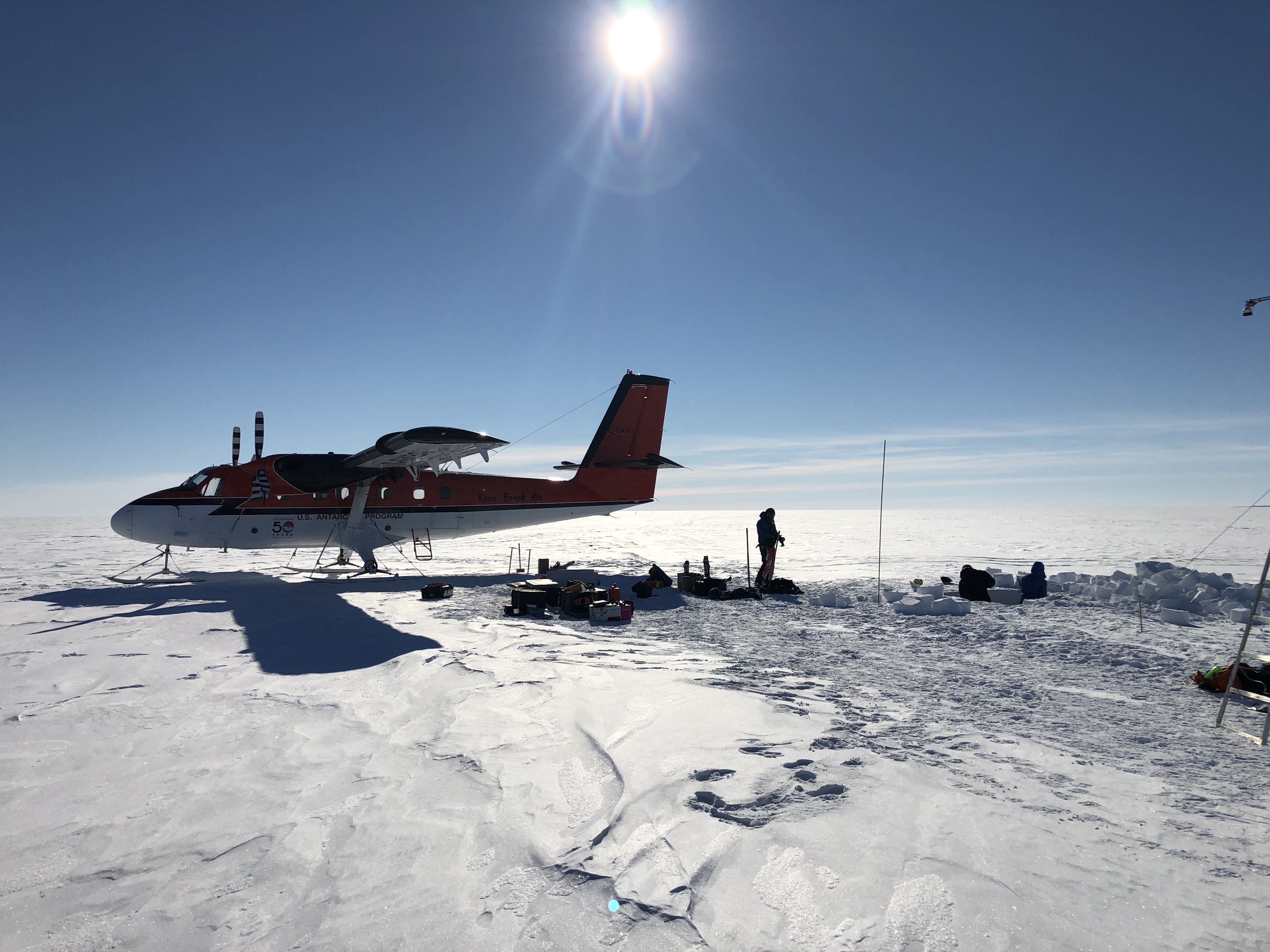 Figure 4. Chris Kratt on the Eastern Thwaites Ice Shelf (C. Simmons)