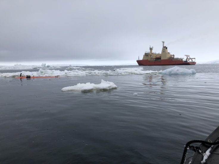 Ran sailing near the Nathaniel B Palmer in 2019