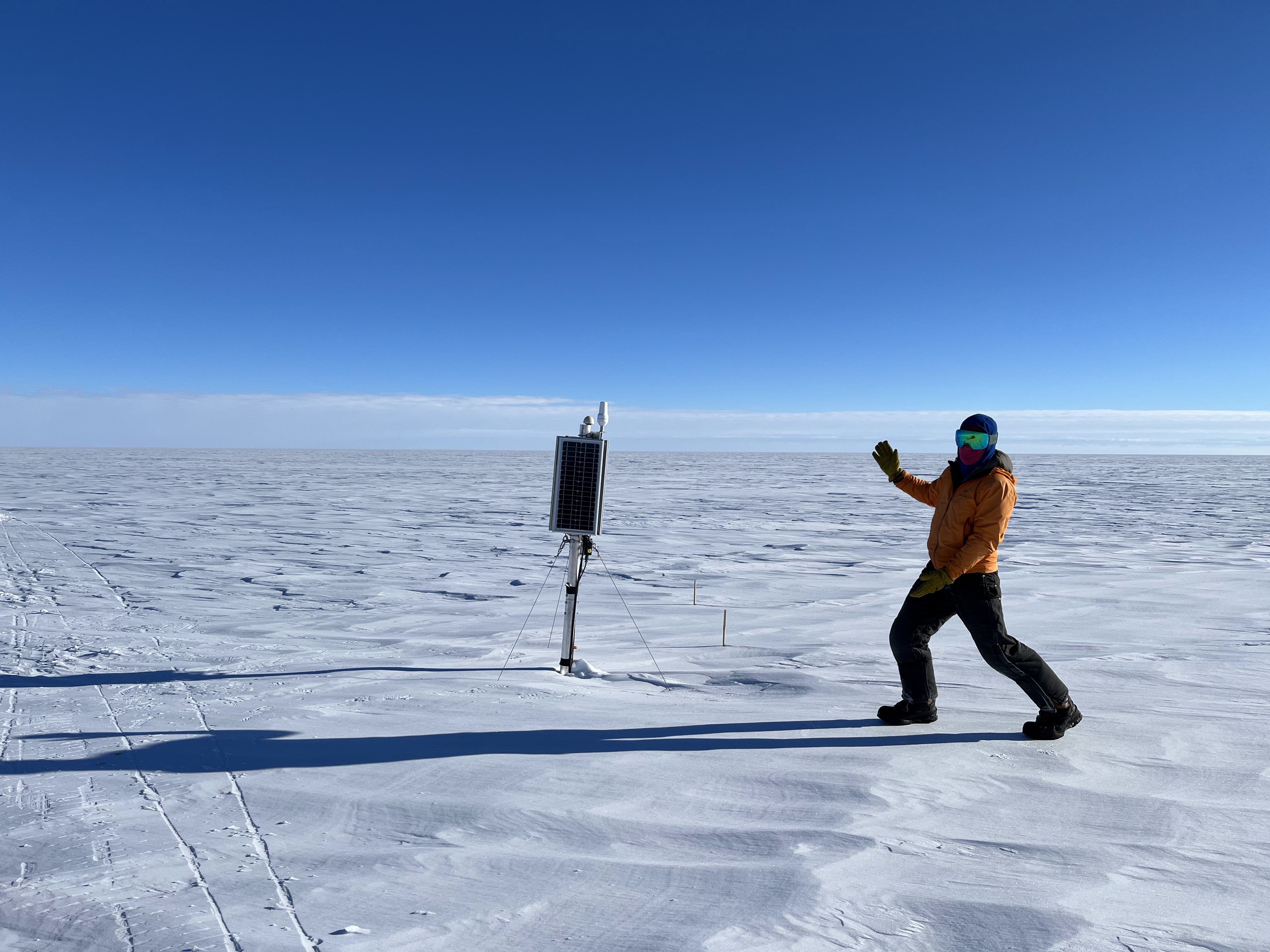 Figure 3b: Twelve foot solar panel for one of our passive seismometer installations, buried in 2 years of snow accumulation. Photos by Marianne Karplus.