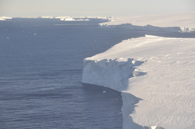 Ice front of Thwaites Glacier in January 2020. Credit: David Vaughan, ITGC