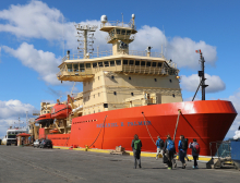 The Nathaniel B. Palmer research vessel docked in Punta Arenas, Chile. Photo courtesy of Tasha Snow.