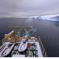 Thwaites Glacier seen from the R/V Nathaniel B. Palmer. Photo credit: James Kirkham