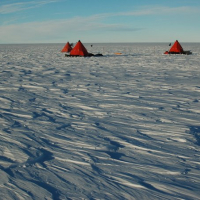 Tents on the Antarctic ice. Credit: BAS News