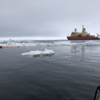 The underwater robot Rán operated at the ice front of Thwaites Glacier from the R/V Nathaniel B. Palmer. 