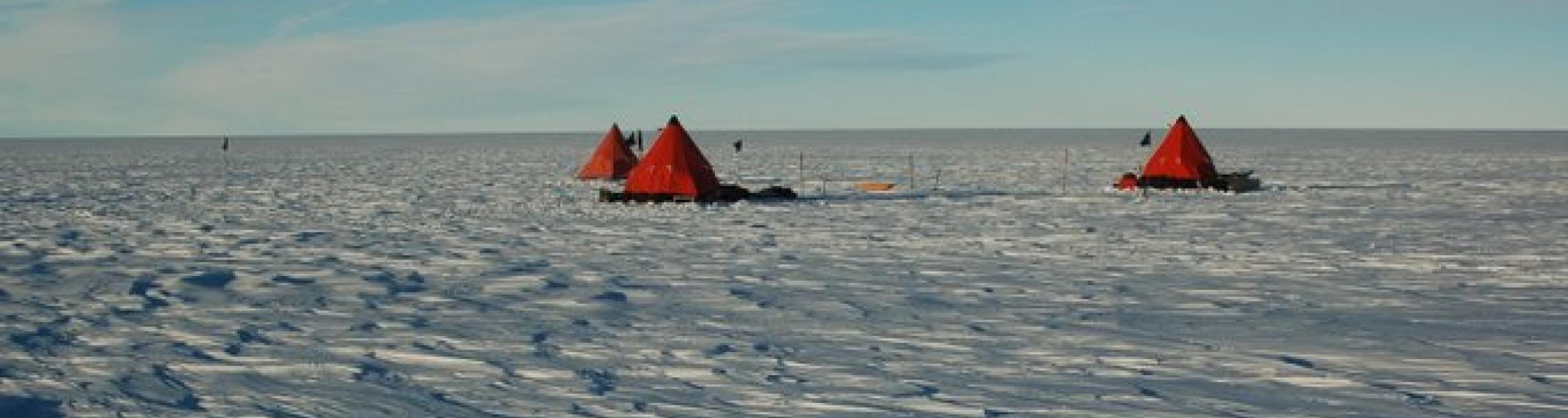 Tents on the Antarctic ice. Credit: BAS News